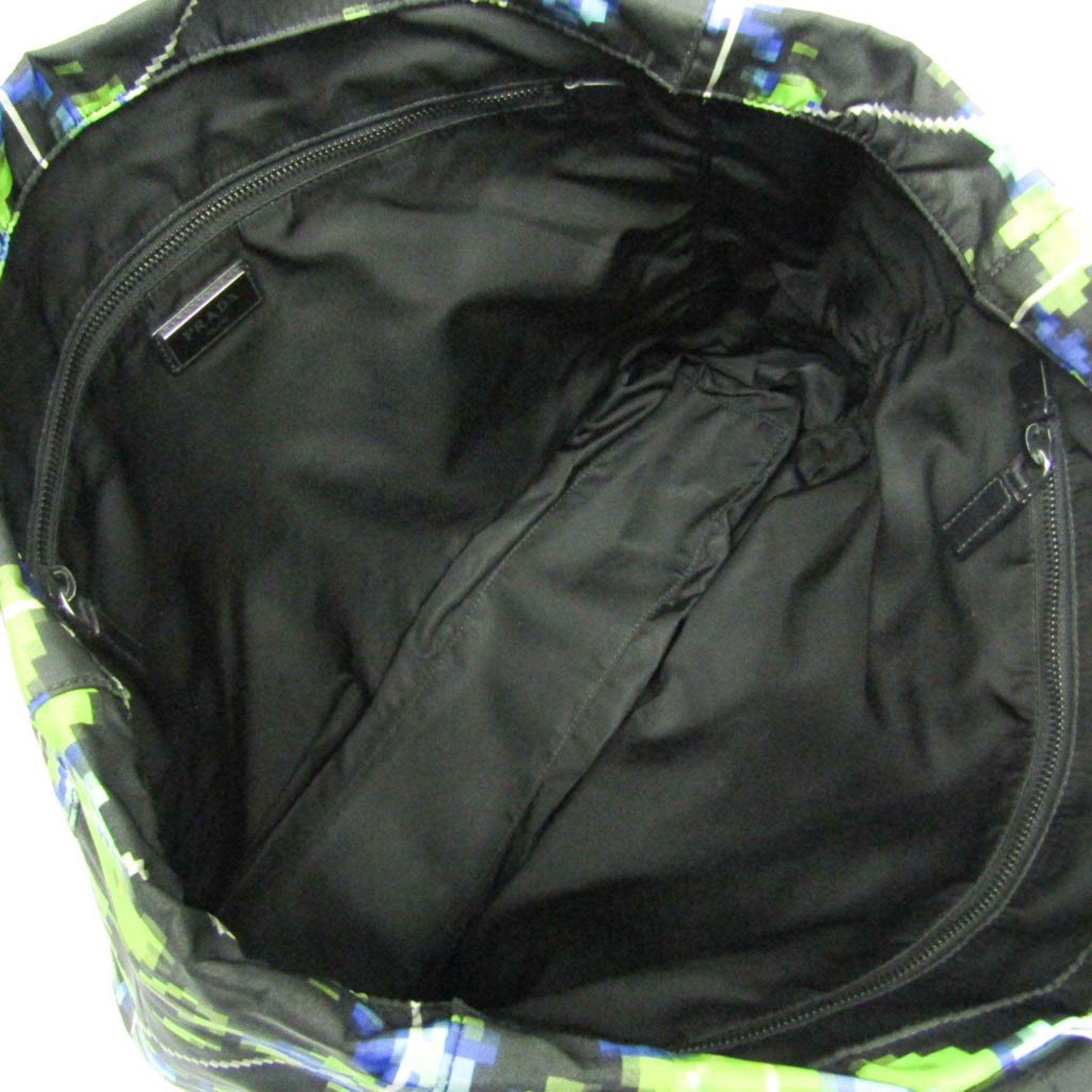 Prada Prada Tessuto Triangle Logo Women,Men Nylon,Leather Tote Bag Black,Blue,Light Green Size ONE SIZE - 3 Thumbnail