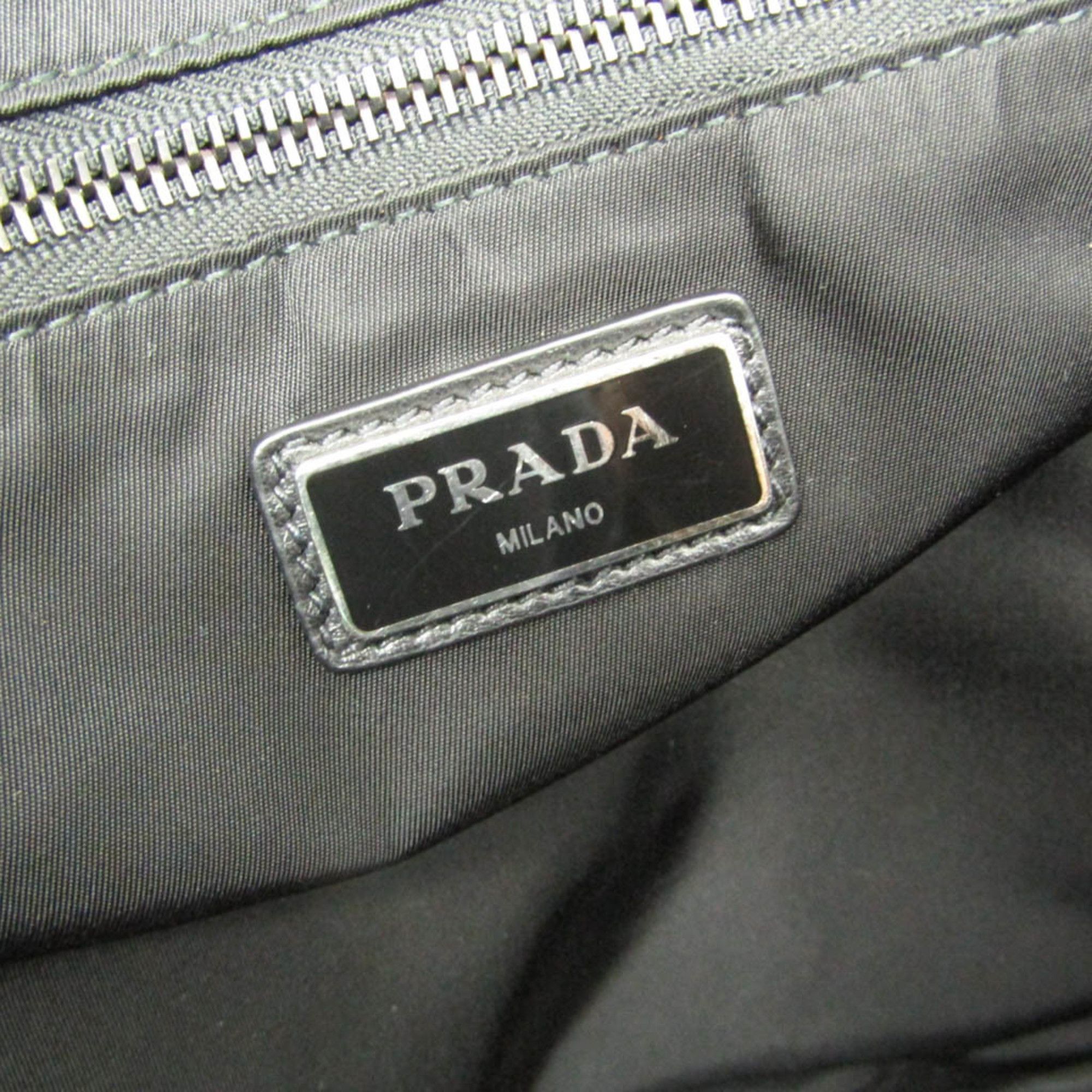 Prada Prada Tessuto Triangle Logo Women,Men Nylon,Leather Tote Bag Black,Blue,Light Green Size ONE SIZE - 10 Thumbnail