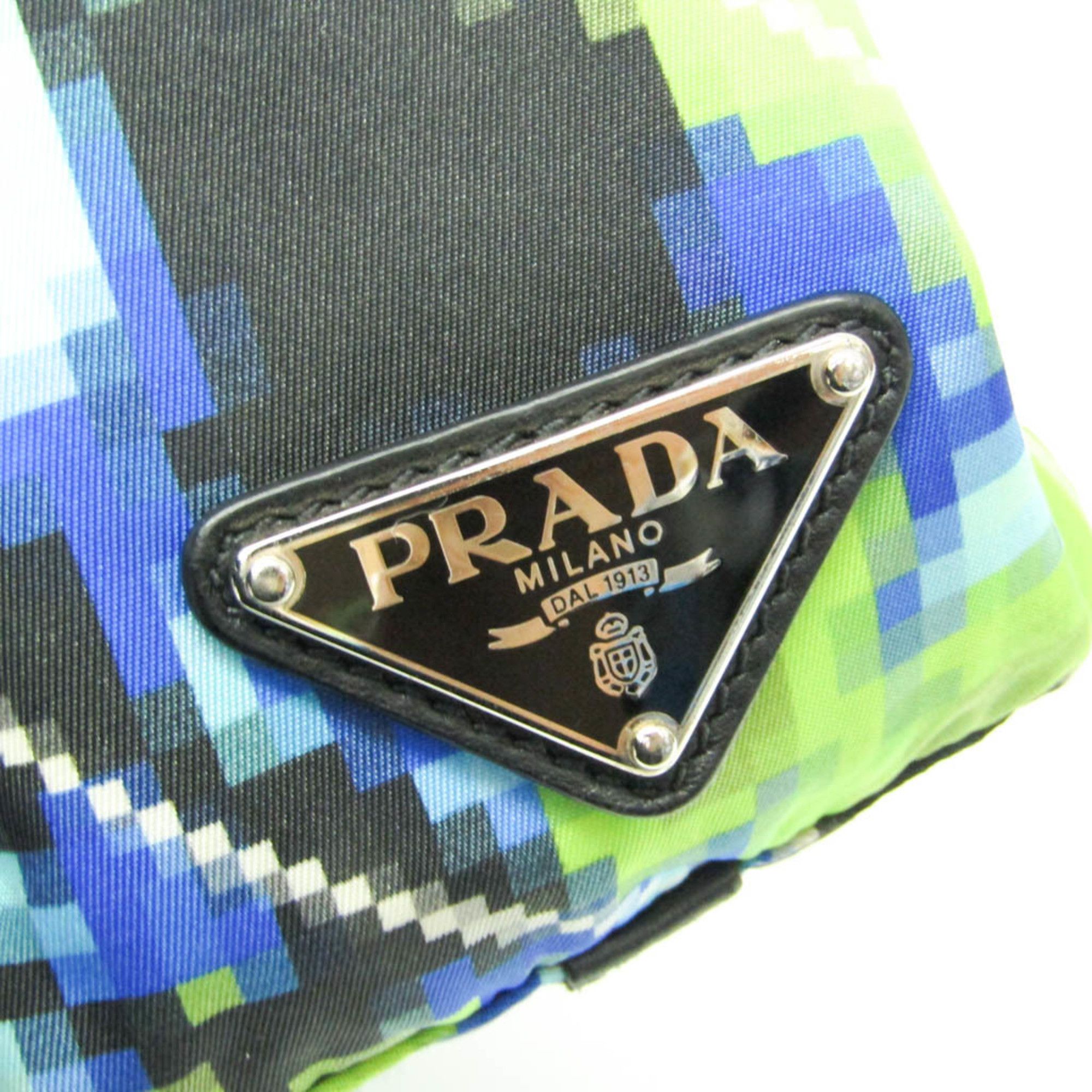 Prada Prada Tessuto Triangle Logo Women,Men Nylon,Leather Tote Bag Black,Blue,Light Green Size ONE SIZE - 9 Thumbnail