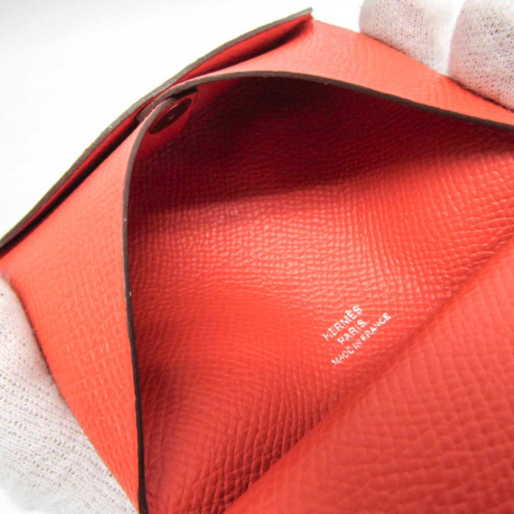 Hermes Hermes Calvi Duo Epsom Leather Card Case Orange Size ONE SIZE - 9 Thumbnail