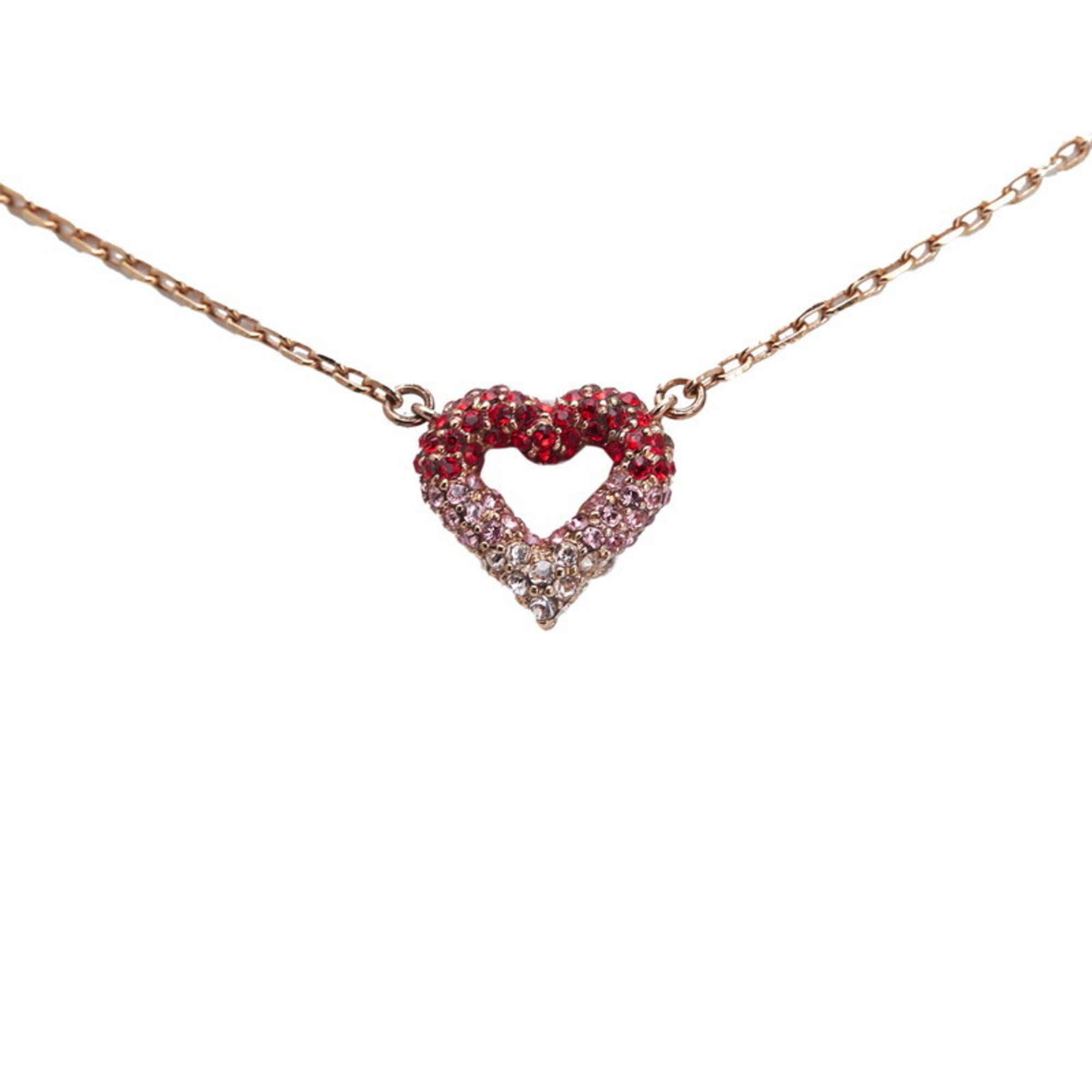 Louis Vuitton Louis Vuitton Strass Heart Necklace M68159 Gold with Red and Pink Plated Rhinestones for Women Size ONE SIZE - 2 Thumbnail