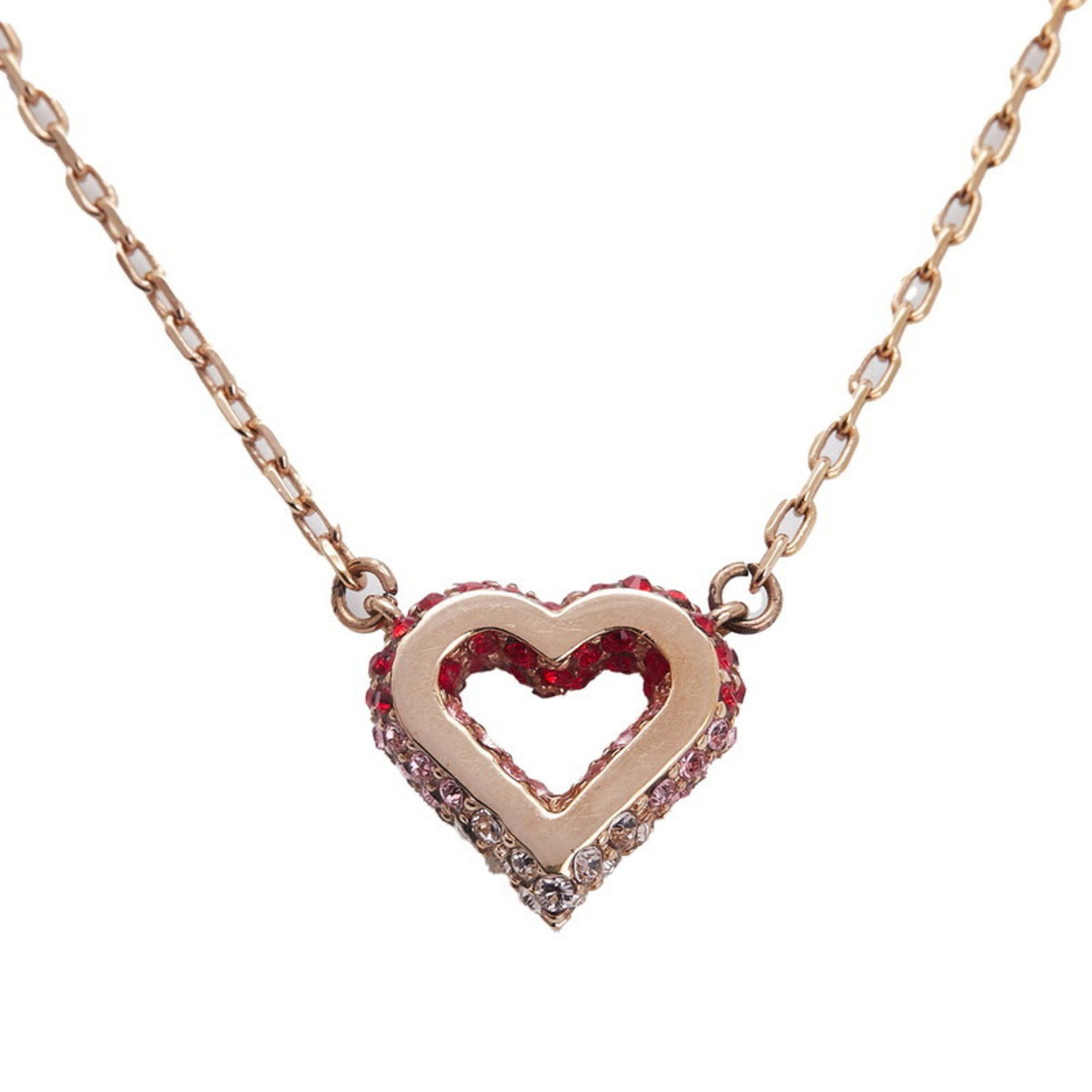 Louis Vuitton Louis Vuitton Strass Heart Necklace M68159 Gold with Red and Pink Plated Rhinestones for Women Size ONE SIZE - 3 Thumbnail