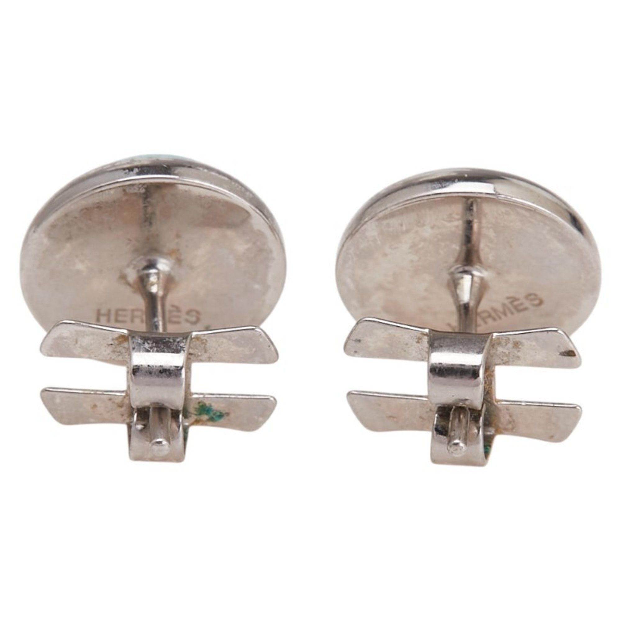 Hermes Hermes Eclipse Earrings in Silver and Light Blue Metal for Women Size ONE SIZE - 3 Thumbnail