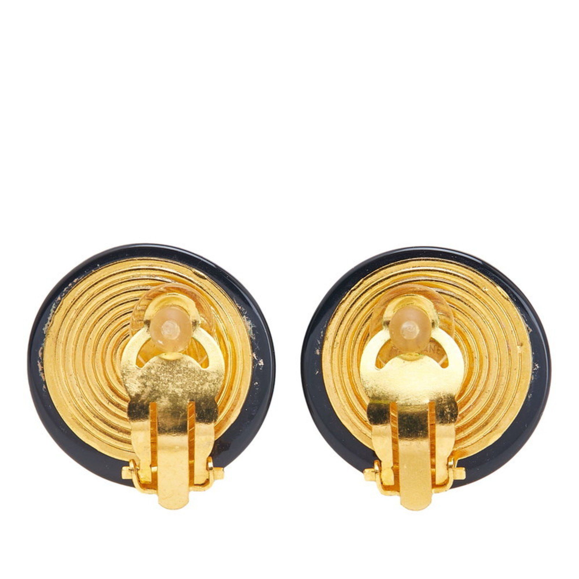 Chanel Chanel Coco Mark Earrings, Gold and Black Plated, Women's, CHANEL Size ONE SIZE - 2 Thumbnail