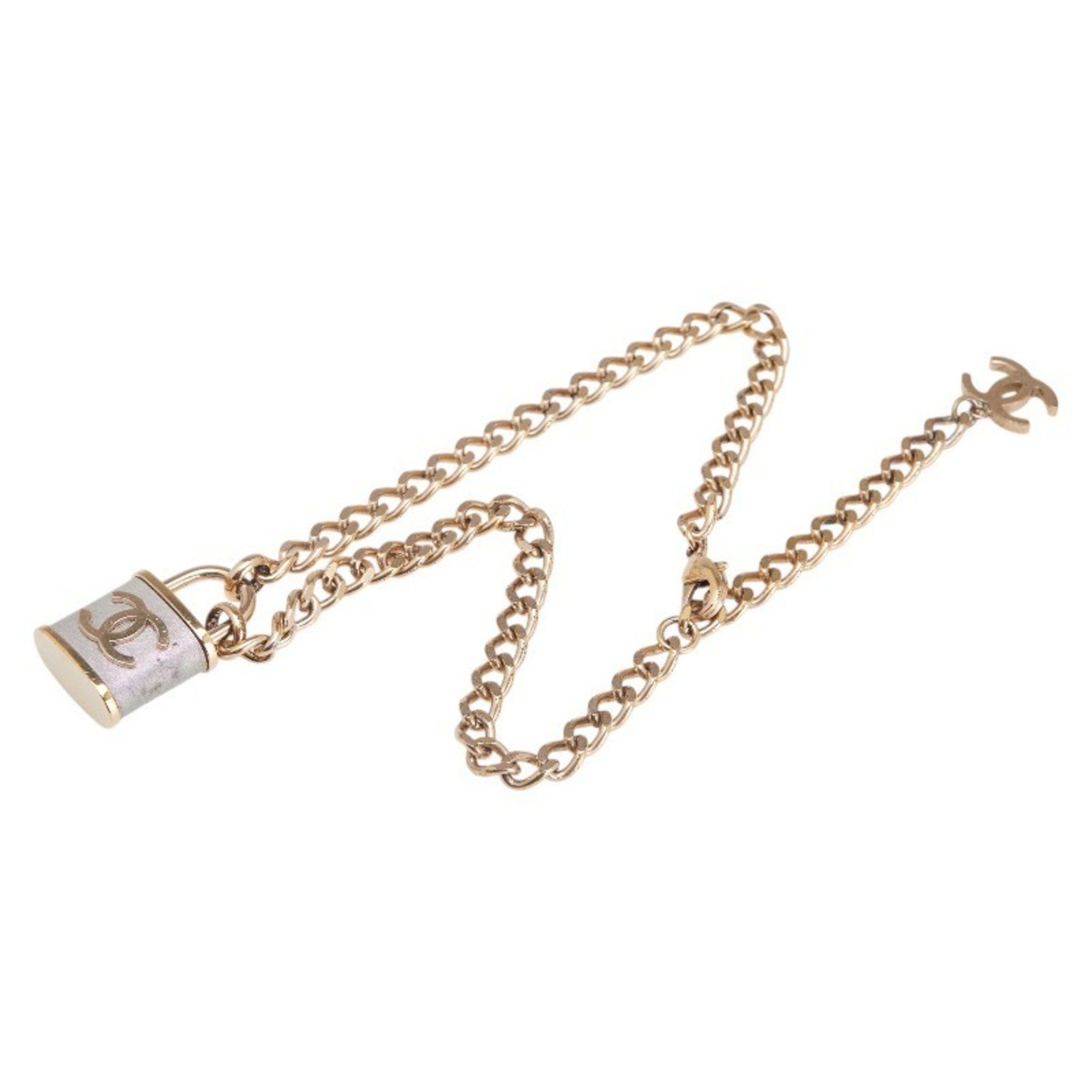 Chanel Chanel Coco Mark Cadena Padlock Motif Chain Necklace, Gold Plated, Women's Size ONE SIZE - 4 Thumbnail
