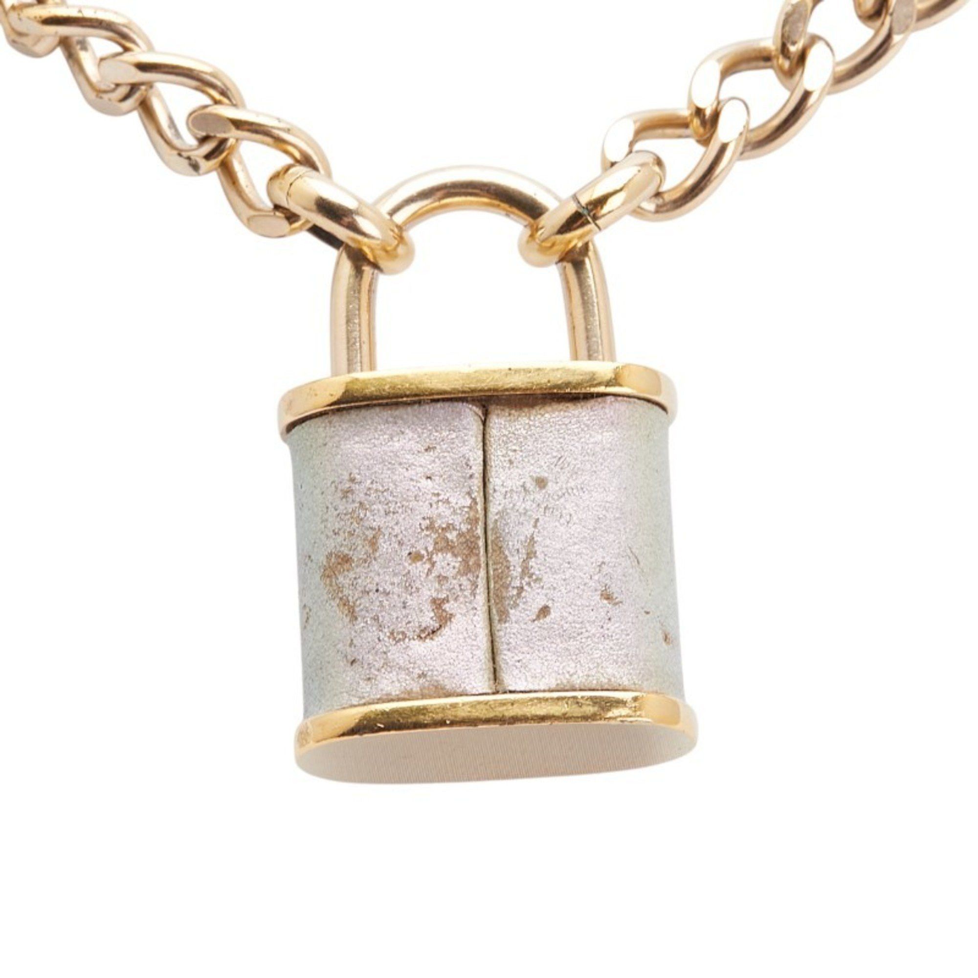 Chanel Chanel Coco Mark Cadena Padlock Motif Chain Necklace, Gold Plated, Women's Size ONE SIZE - 3 Thumbnail