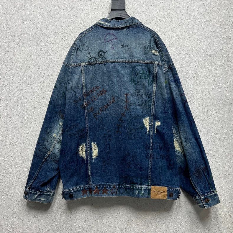 Balenciaga Balenciaga Hand-painted Denim Jacket - dmc Size US S / EU 44-46 / 1 - 2 Thumbnail