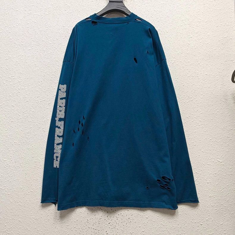 Balenciaga Balenciaga Distressed Logo Longsleeve - dmc Size US M / EU 48-50 / 2 - 2 Thumbnail