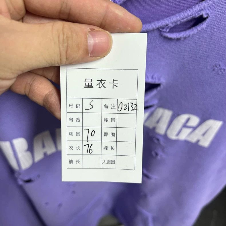 Balenciaga Balenciaga Distressed Purple Hoodie - dmc Size US S / EU 44-46 / 1 - 5 Thumbnail