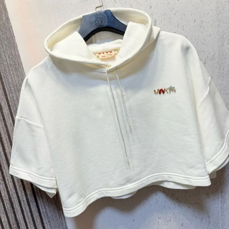 Marni Marni Spring Autumn White Cotton Embroidered Hoodie 0089 Size L / US 10 / IT 46 - 6 Thumbnail