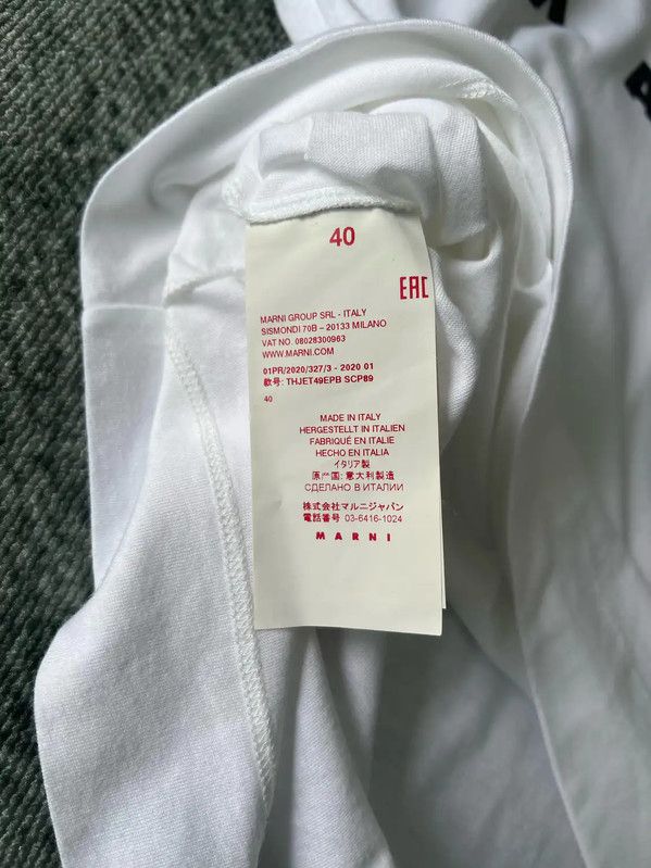 Marni Marni White Cotton Logo Print T-Shirt 0089 Size S / US 4 / IT 40 - 3 Thumbnail