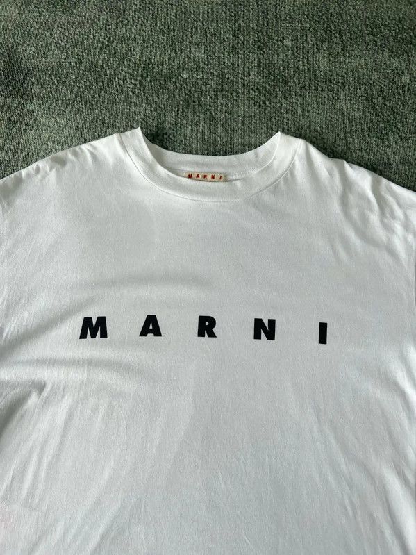 Marni Marni White Cotton Logo Print T-Shirt 0089 Size S / US 4 / IT 40 - 2 Thumbnail