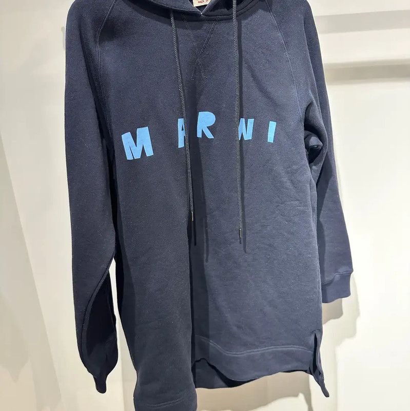 Marni Marni Blue Cotton Hoodie with Logo 0089 Size S / US 4 / IT 40 - 3 Thumbnail