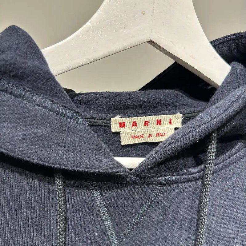 Marni Marni Blue Cotton Hoodie with Logo 0089 Size S / US 4 / IT 40 - 2 Thumbnail