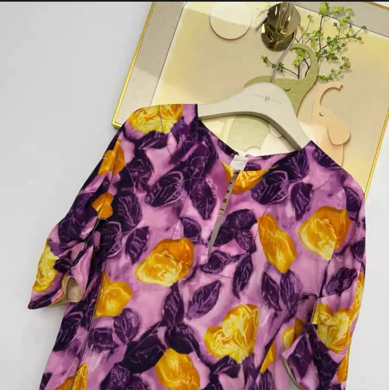 Marni Marni Purple Floral Print Midi Dress 0089 Size S / US 4 / IT 40 - 3 Thumbnail