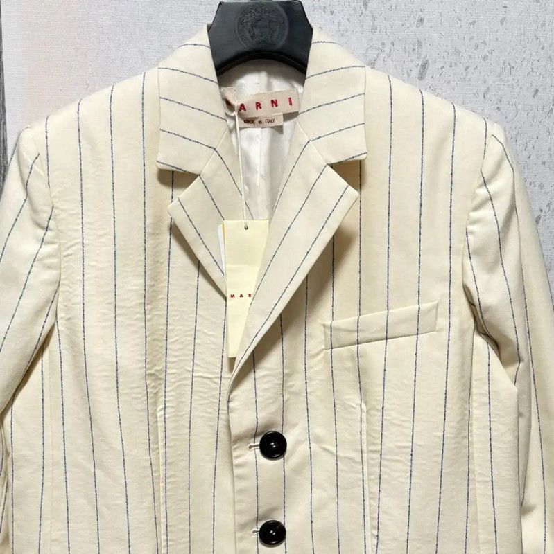 Marni Marni Beige Wool Striped Women's Jacket 0089 Size L / US 10 / IT 46 - 6 Thumbnail