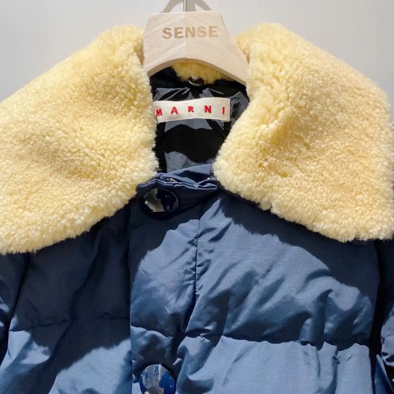 Marni MARNI Women's Navy Blue Wool Down Jacket 0089 Size S / US 4 / IT 40 - 3 Thumbnail