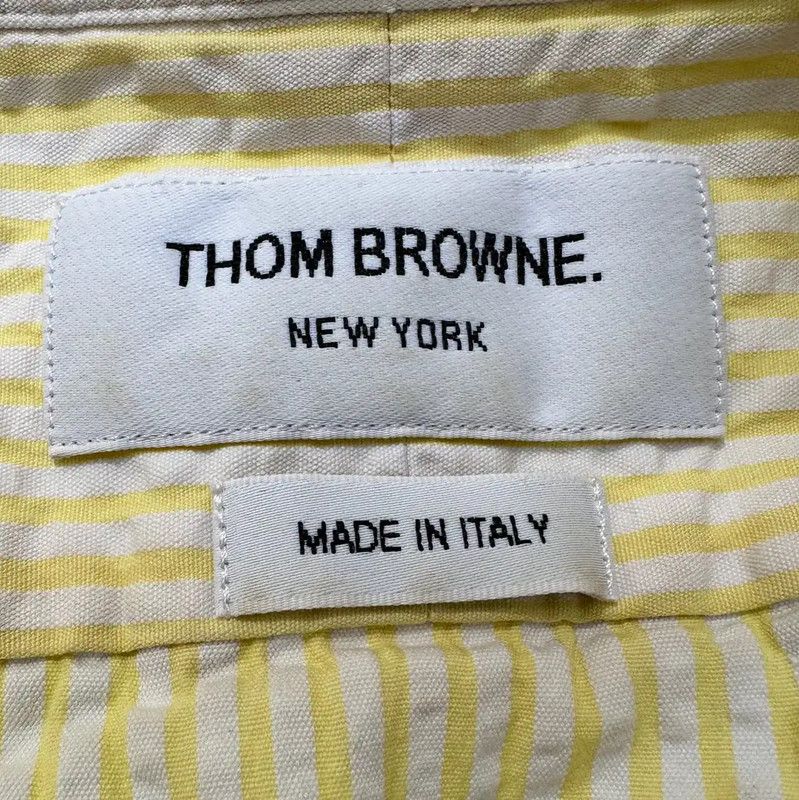 Thom Browne Thom Browne Yellow Striped Short Sleeve Shirt 0089 Size S / US 4 / IT 40 - 7 Thumbnail