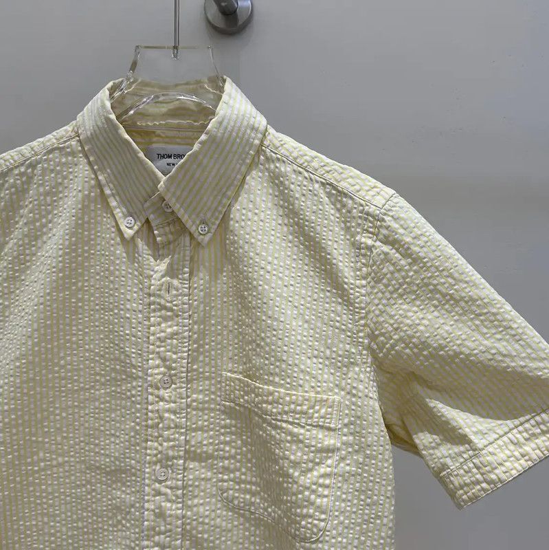 Thom Browne Thom Browne Yellow Striped Short Sleeve Shirt 0089 Size S / US 4 / IT 40 - 4 Thumbnail