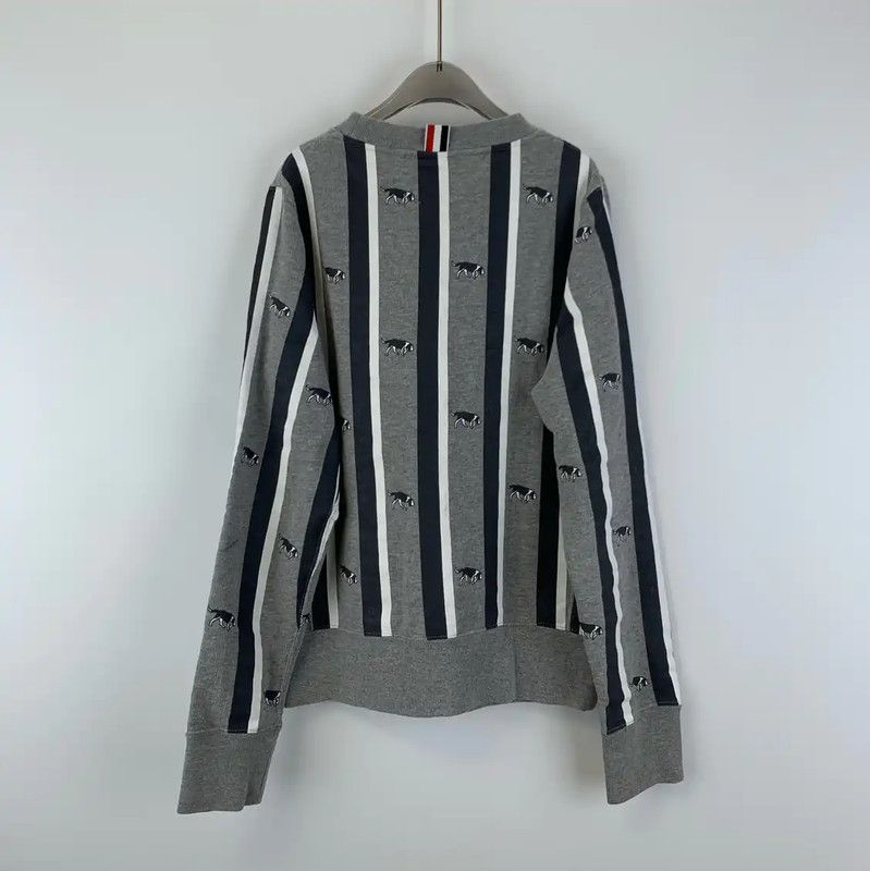 Thom Browne Thom Browne Gray Striped Women's Sweatshirt 0089 Size ONE SIZE - 2 Thumbnail