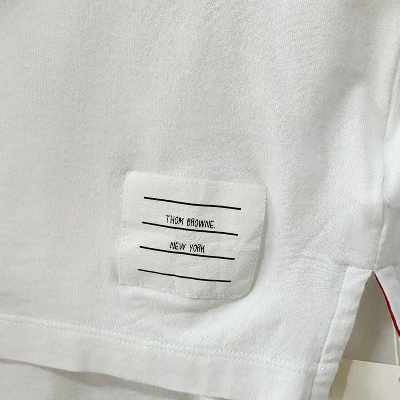 Thom Browne Thom Browne Short Sleeve White Cotton Tee 0089 Size XXS / US 00 / IT 34 - 4 Thumbnail