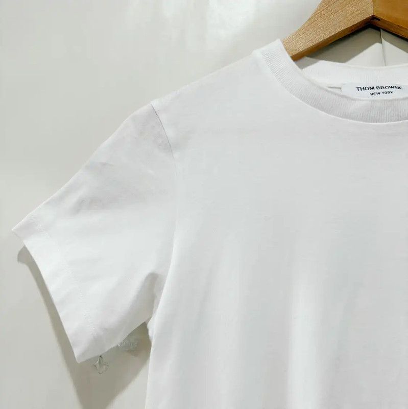 Thom Browne Thom Browne Short Sleeve White Cotton Tee 0089 Size XXS / US 00 / IT 34 - 2 Thumbnail