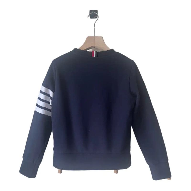 Thom Browne Thom Browne Women's Navy Embroidered Crop Sweatshirt 0089 Size XS / US 0-2 / IT 36-38 - 2 Thumbnail