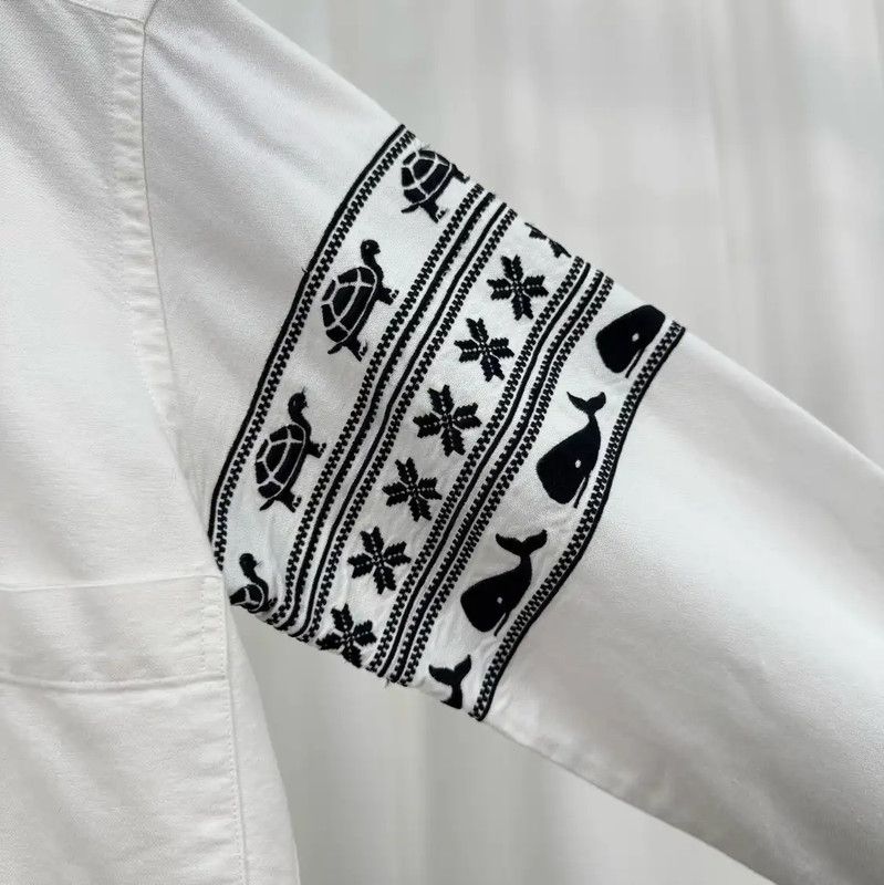 Thom Browne Thom Browne White Cotton Long Sleeve Shirt 0089 Size M / US 6-8 / IT 42-44 - 5 Thumbnail