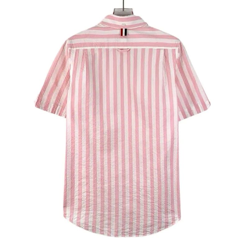 Thom Browne Thom Browne Pink Striped Cotton Short Sleeve Shirt 0089 Size S / US 4 / IT 40 - 2 Thumbnail