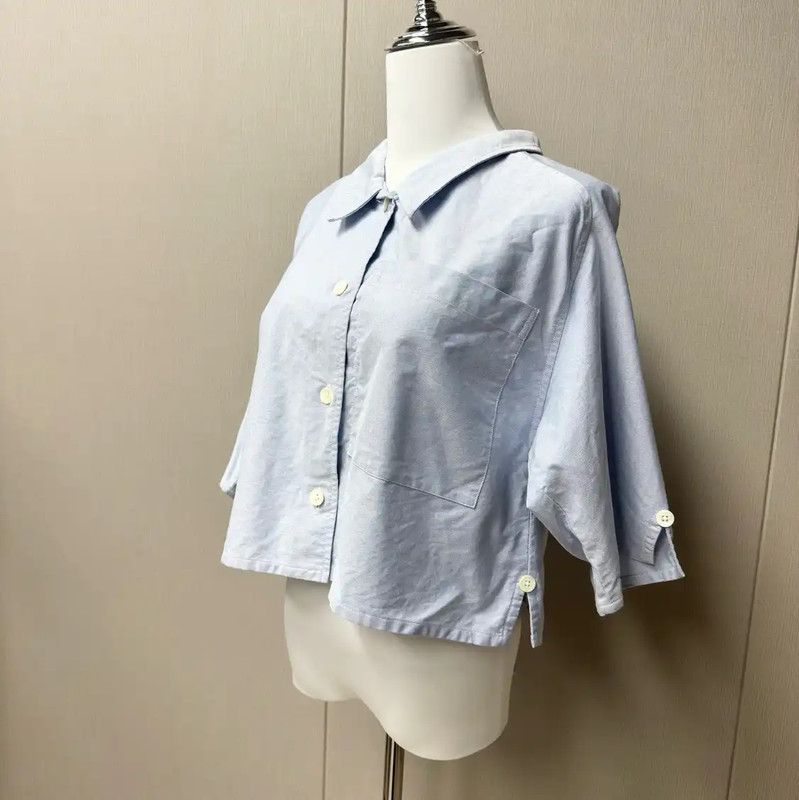 Thom Browne Thom Browne Stylish Blue Short Sleeve Blouse 0089 Size M / US 6-8 / IT 42-44 - 3 Thumbnail