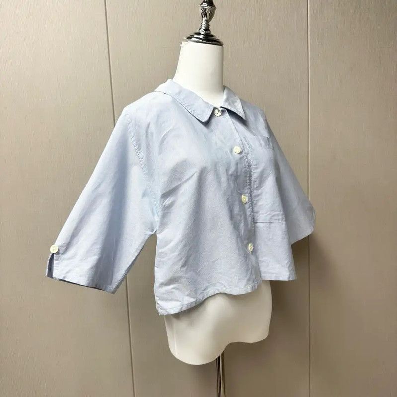 Thom Browne Thom Browne Stylish Blue Short Sleeve Blouse 0089 Size M / US 6-8 / IT 42-44 - 4 Thumbnail