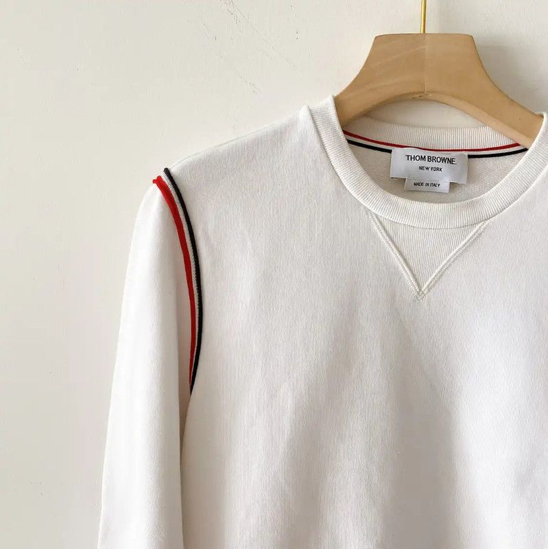 Thom Browne Thom Browne White Cotton Long Sleeve Sweatshirt 0089 Size M / US 6-8 / IT 42-44 - 5 Thumbnail