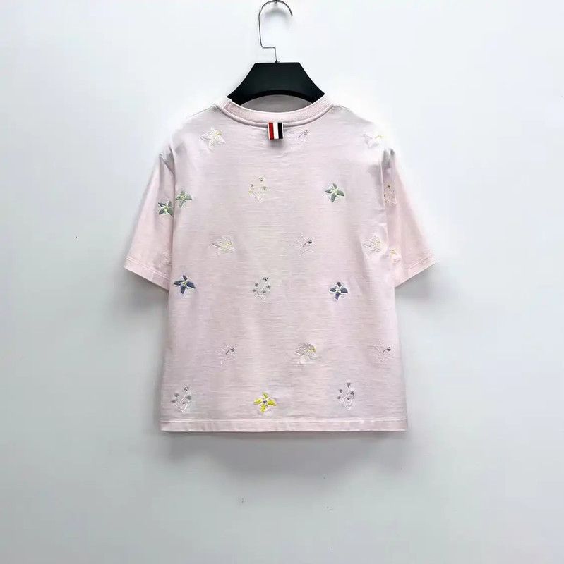 Thom Browne Thom Browne Pink Logo Short Sleeve T-Shirt 0089 Size S / US 4 / IT 40 - 2 Thumbnail
