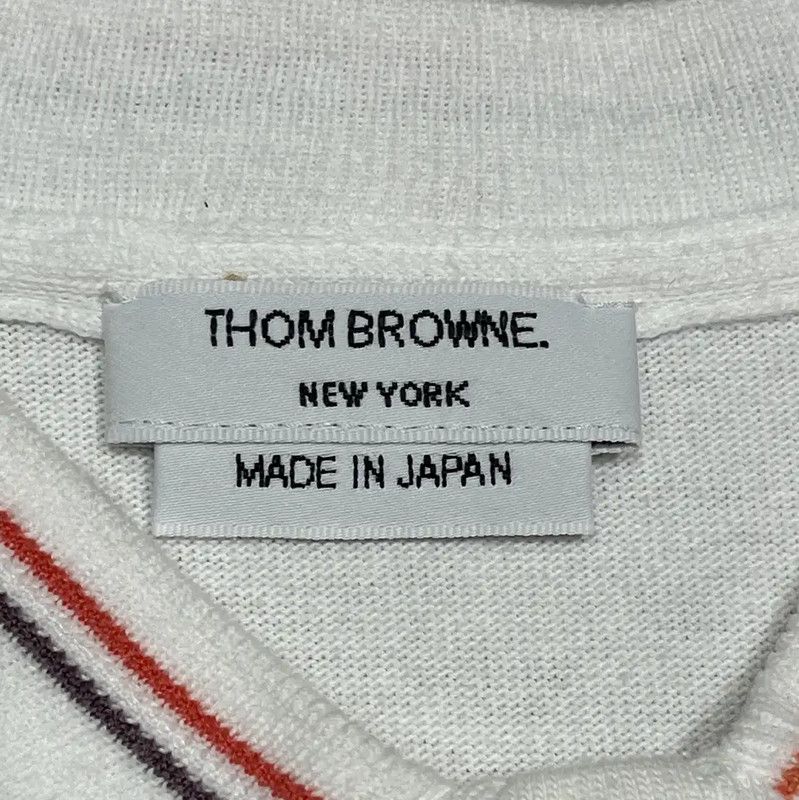 Thom Browne Thom Browne White Striped Summer T-Shirt 0089 Size S / US 4 / IT 40 - 3 Thumbnail