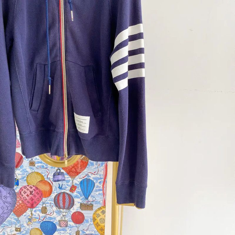 Thom Browne Thom Browne Blue Cotton Long Sleeve Hoodie 0089 Size XS / US 0-2 / IT 36-38 - 4 Thumbnail