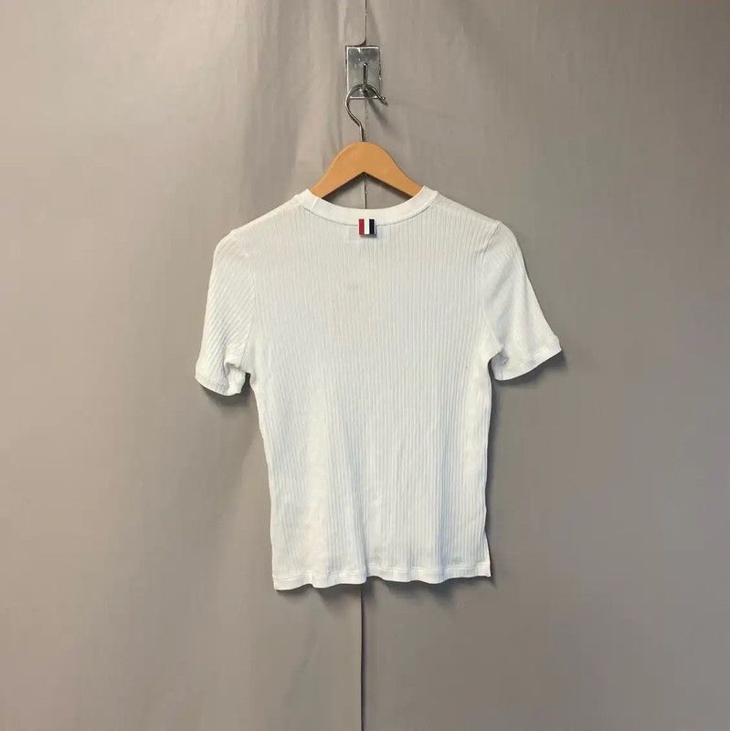 Thom Browne Thom Browne Women's White Cotton T-Shirt 0089 Size L / US 10 / IT 46 - 2 Thumbnail