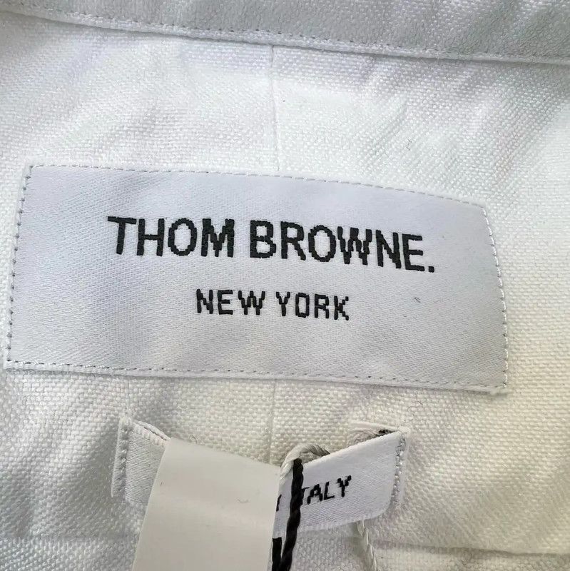 Thom Browne Thom Browne White Cotton Short Sleeve Shirt 0089 Size M / US 6-8 / IT 42-44 - 5 Thumbnail