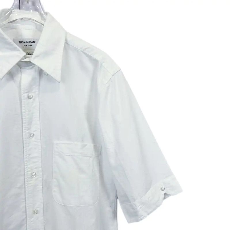 Thom Browne Thom Browne White Cotton Short Sleeve Shirt 0089 Size M / US 6-8 / IT 42-44 - 3 Thumbnail