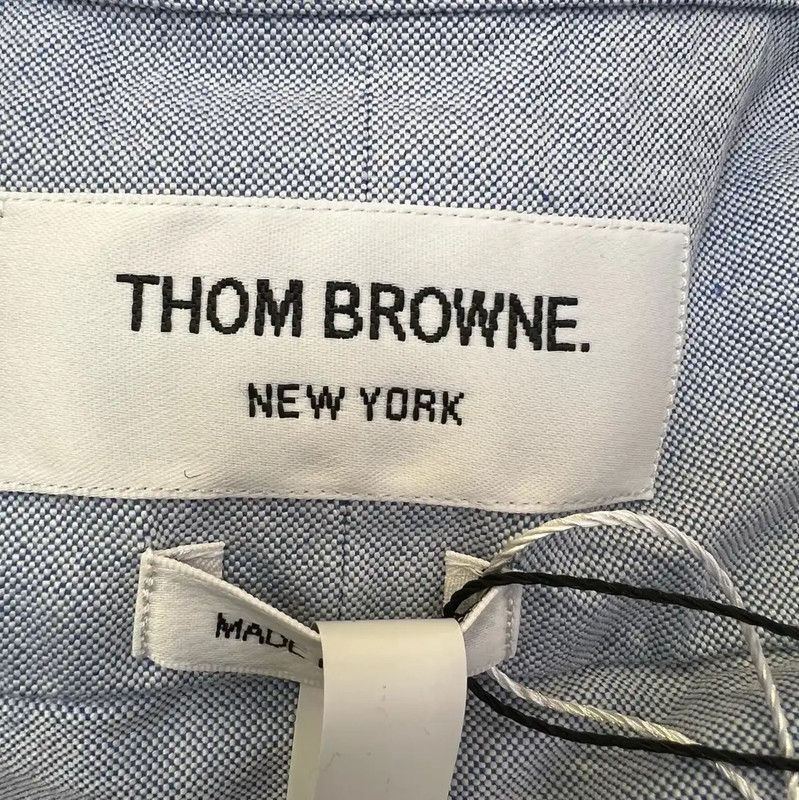 Thom Browne Thom Browne Blue Cotton Short Sleeve Shirt 0089 Size M / US 6-8 / IT 42-44 - 4 Thumbnail