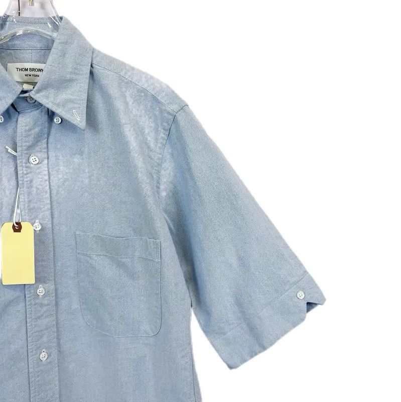 Thom Browne Thom Browne Blue Cotton Short Sleeve Shirt 0089 Size M / US 6-8 / IT 42-44 - 3 Thumbnail