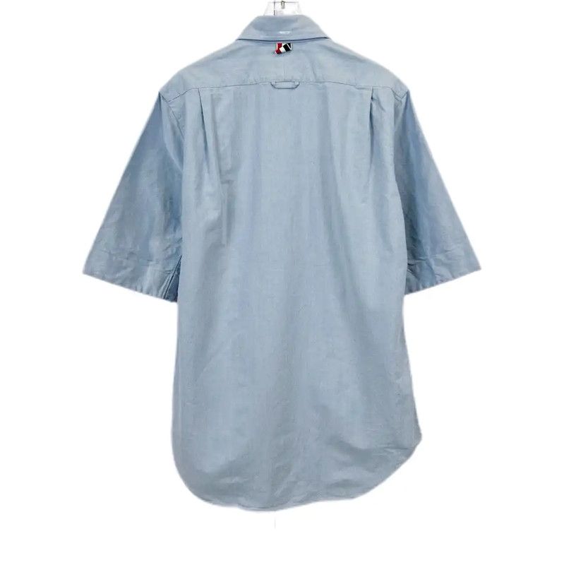 Thom Browne Thom Browne Blue Cotton Short Sleeve Shirt 0089 Size M / US 6-8 / IT 42-44 - 2 Thumbnail