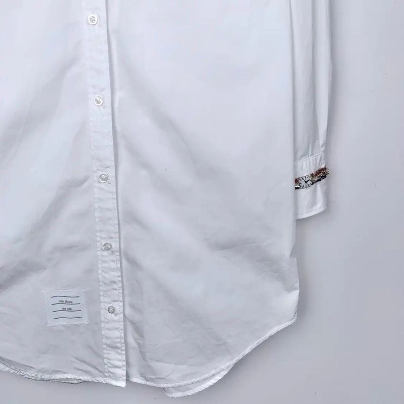 Thom Browne Thom Browne White Cotton Long Sleeve Dress 0089 Size S / US 4 / IT 40 - 4 Thumbnail
