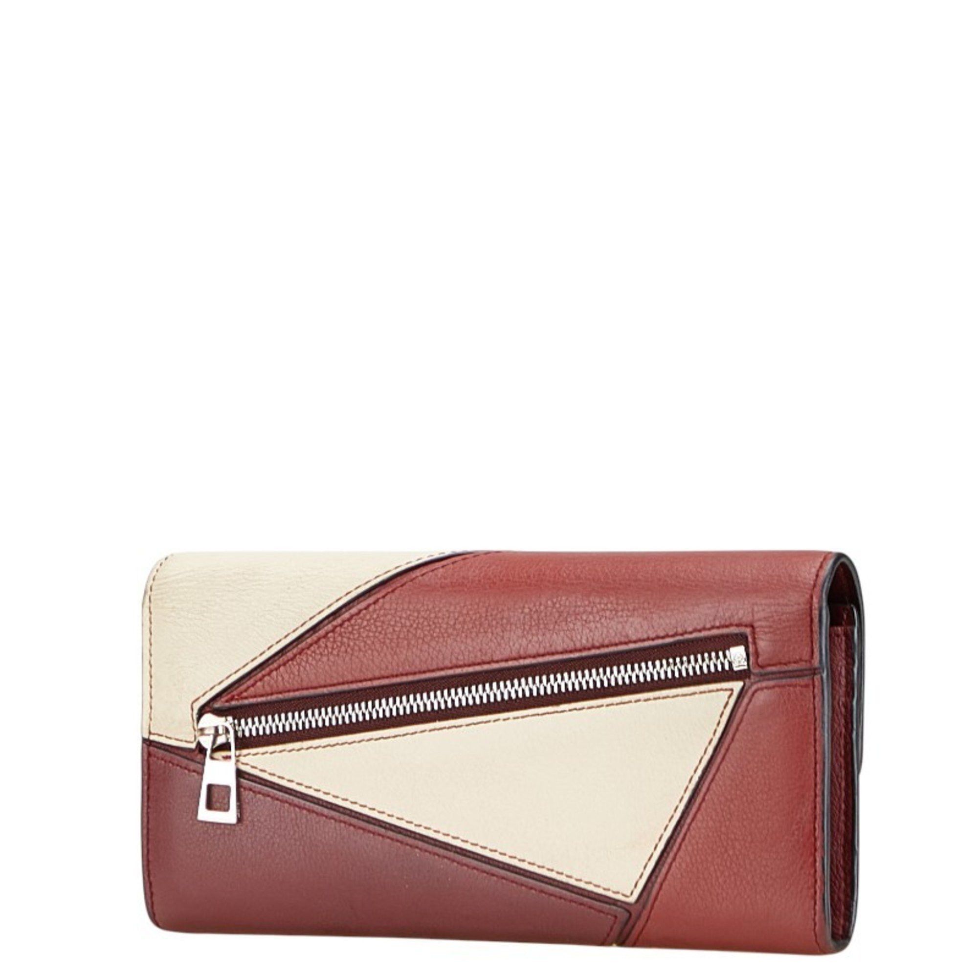 Loewe Loewe Puzzle Long Wallet Continental Red and White Leather Women's LOEWE Size ONE SIZE - 2 Thumbnail