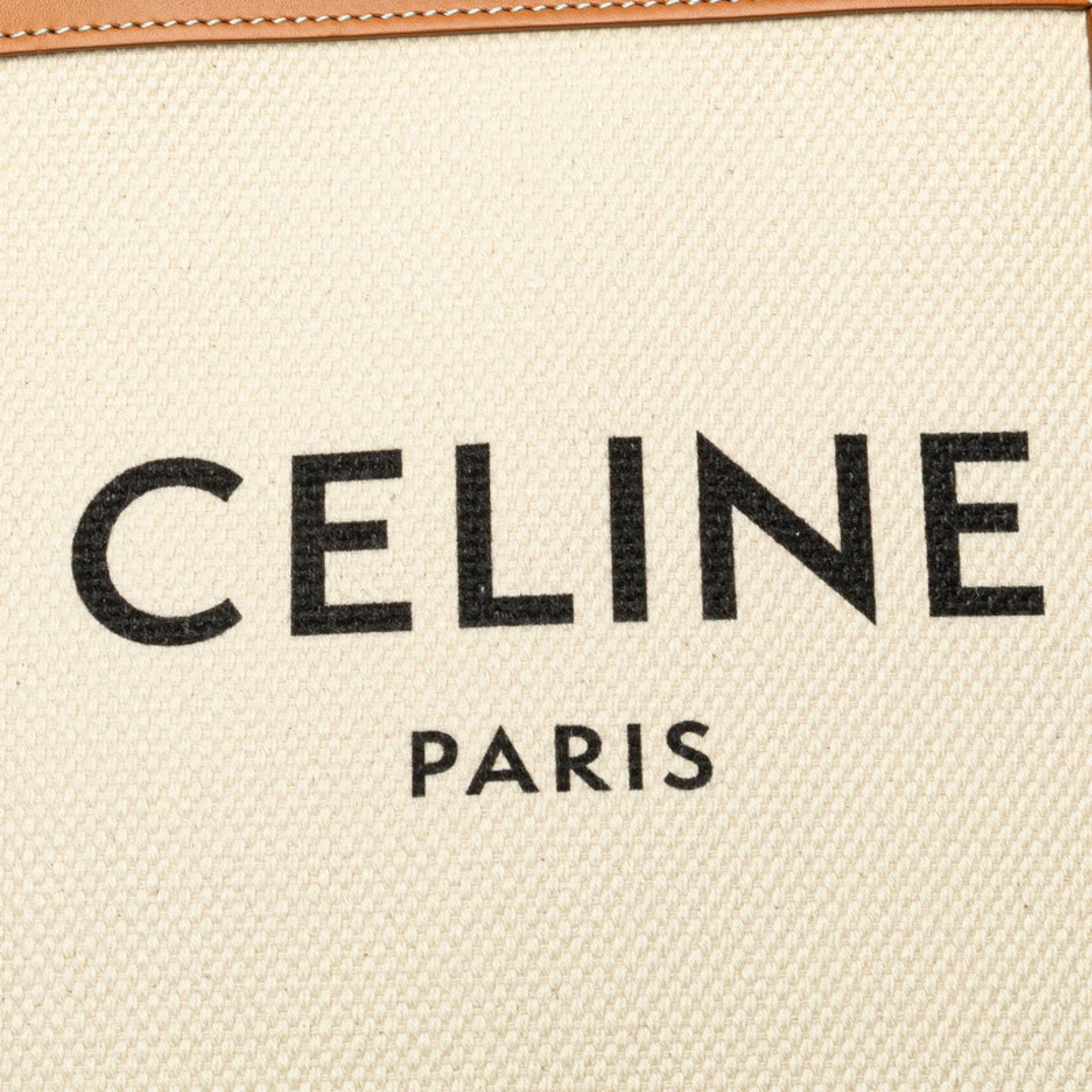 Celine Celine Mini Vertical Cabas Handbag/Shoulder Bag, 2-Way, Natural Tan Canvas and Calfskin, Women's, CELINE Size ONE SIZE - 7 Thumbnail