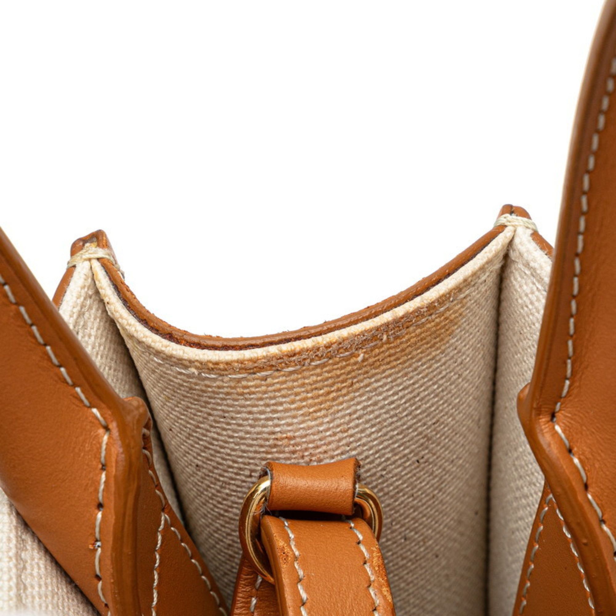 Celine Celine Mini Vertical Cabas Handbag/Shoulder Bag, 2-Way, Natural Tan Canvas and Calfskin, Women's, CELINE Size ONE SIZE - 4 Thumbnail
