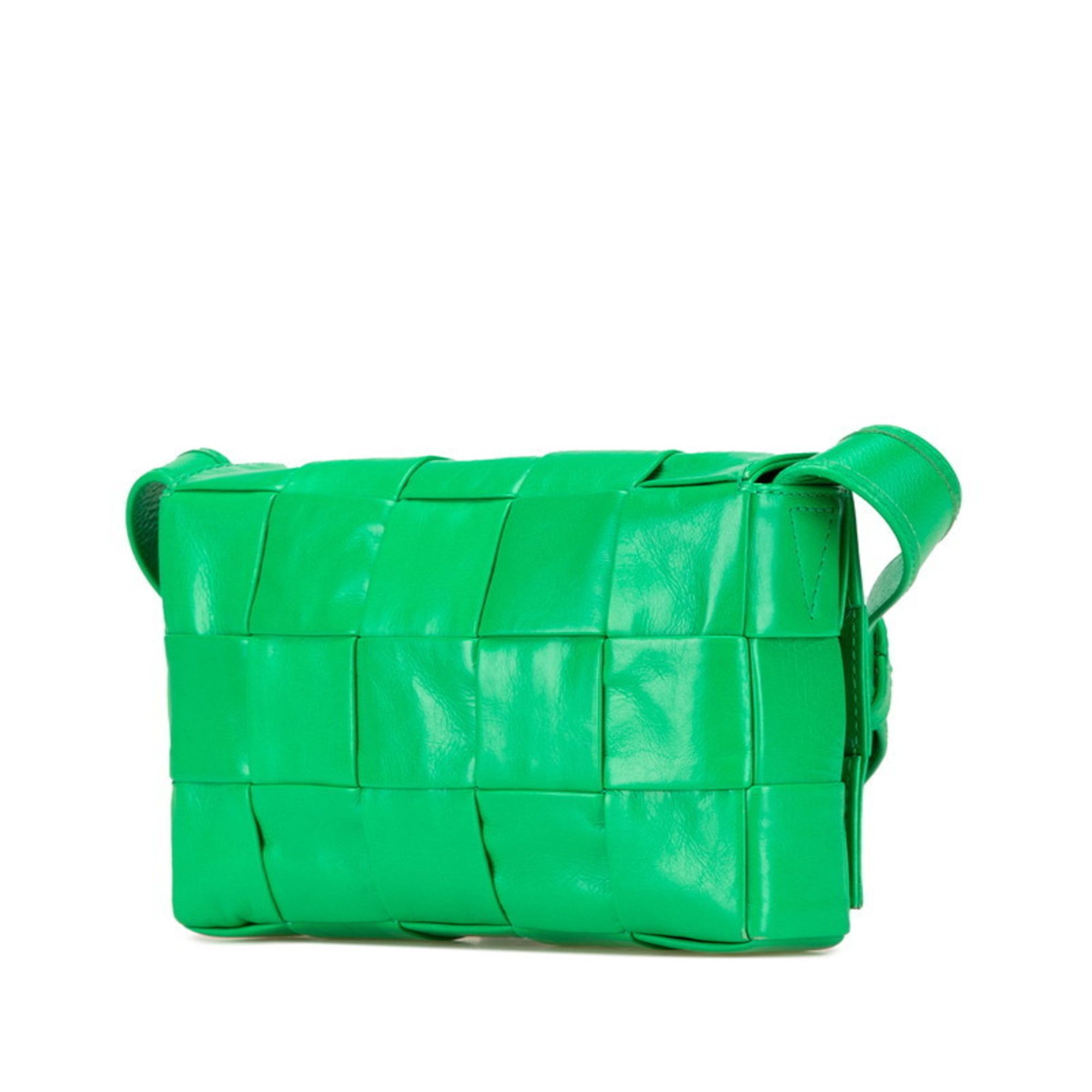Bottega Veneta Bottega Veneta Maxi Intrecciato Crossbody Bag, Small Cassette Shoulder 717587 VCQ71, Paraquito Green Leather, Women's Size ONE SIZE - 2 Thumbnail