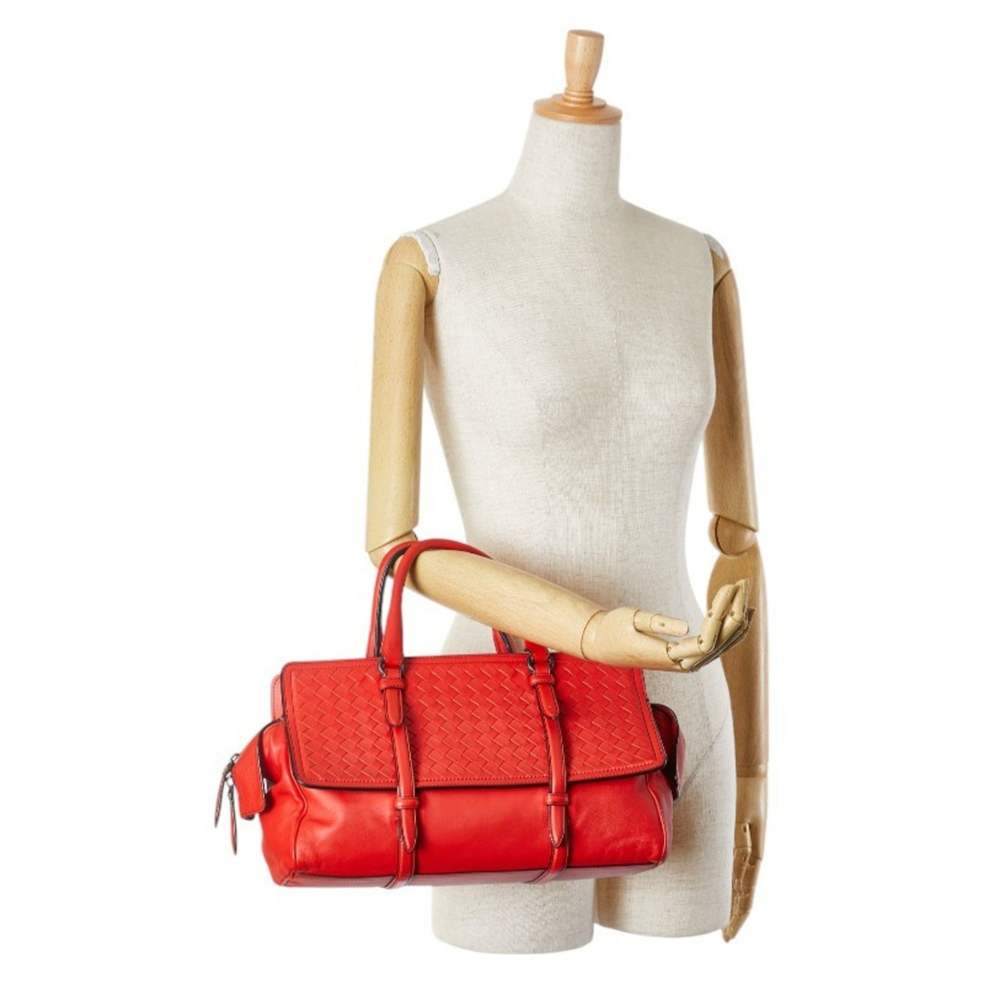 Bottega Veneta Bottega Veneta Intrecciato Handbag Red Leather Women's BOTTEGAVENETA Size ONE SIZE - 7 Thumbnail