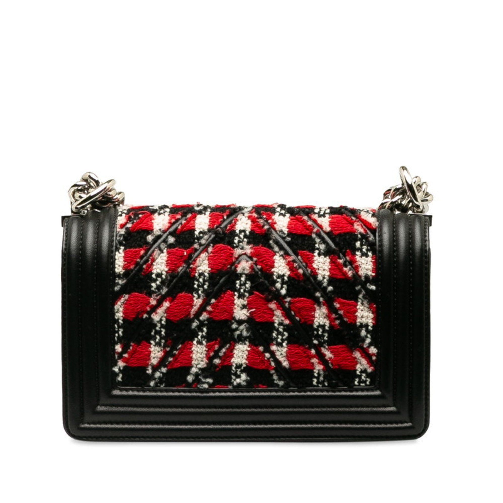 Chanel CHANEL Boy Chanel Small Chain Shoulder Bag in Black and Red Tweed Leather for Women Size ONE SIZE - 3 Thumbnail