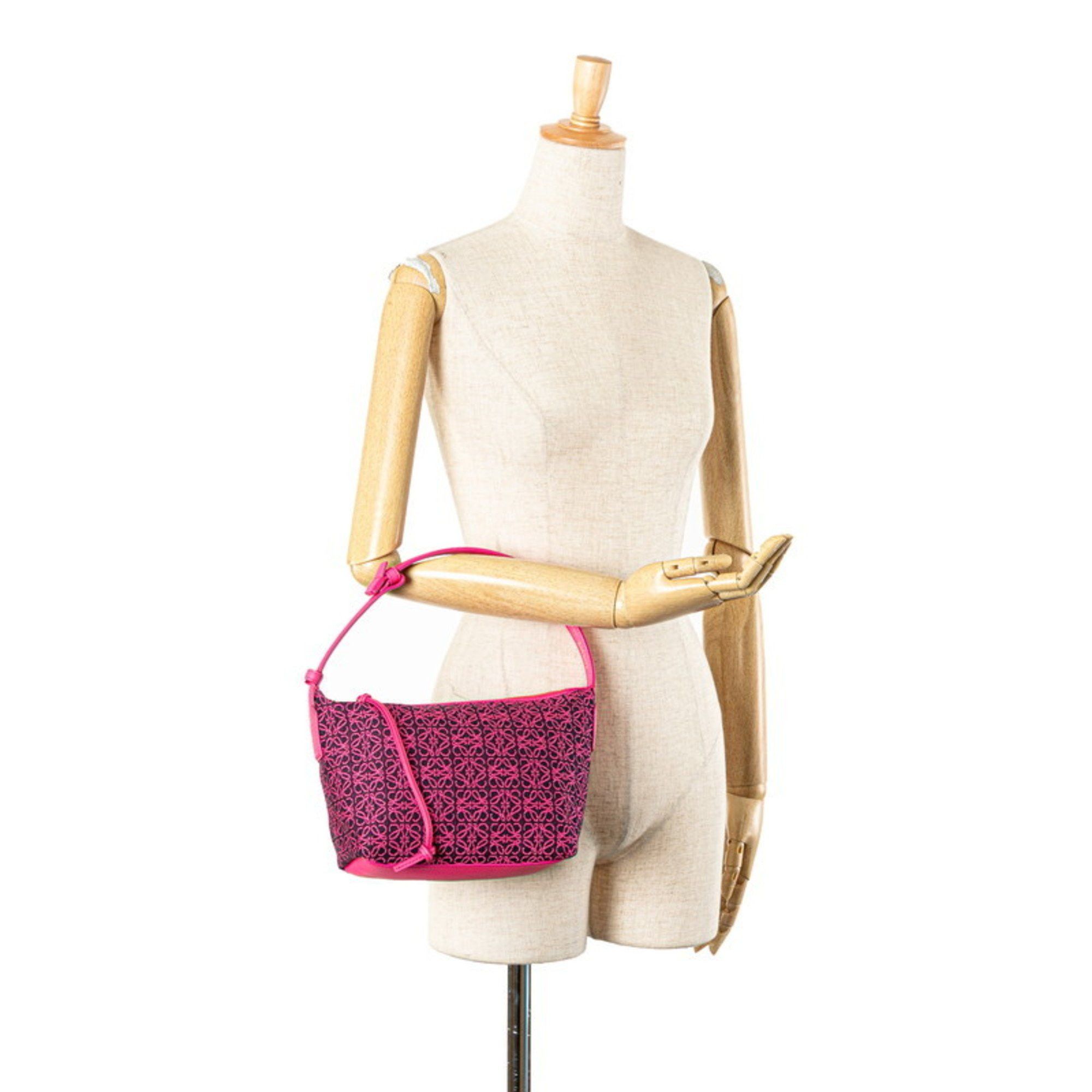 Loewe LOEWE Anagram Cubby Bag, Small Handbag, Neon Pink Leather Jacquard, Women's Size ONE SIZE - 13 Thumbnail