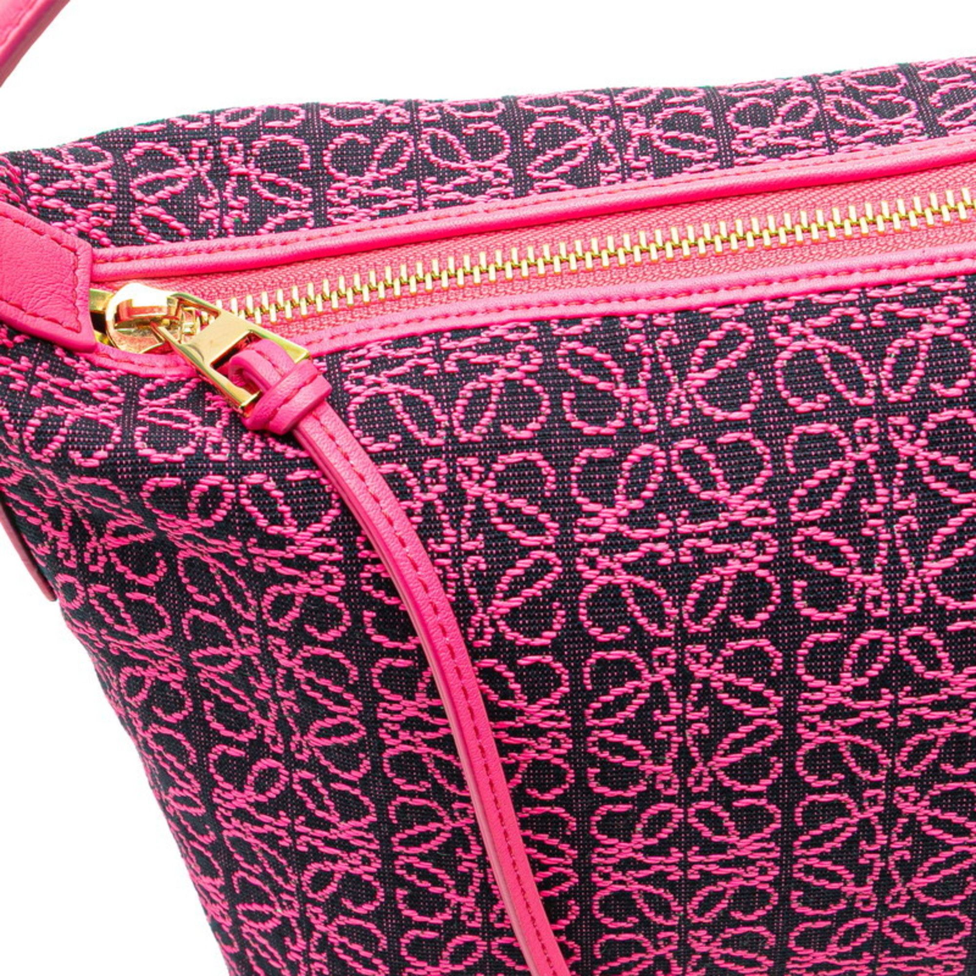 Loewe LOEWE Anagram Cubby Bag, Small Handbag, Neon Pink Leather Jacquard, Women's Size ONE SIZE - 8 Thumbnail